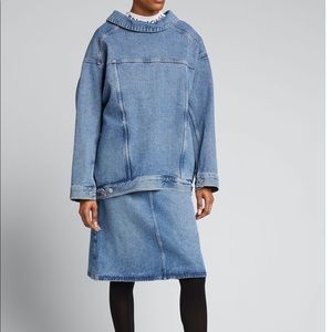 Balenciaga Denim Split-Neck Top: Size 2 (US)